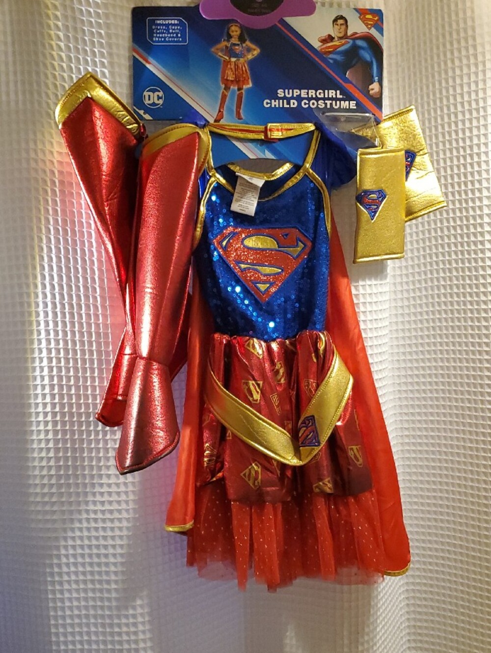 DC Supergirl Girls Costume Size Small 4-6 FLAWED Headband Missing